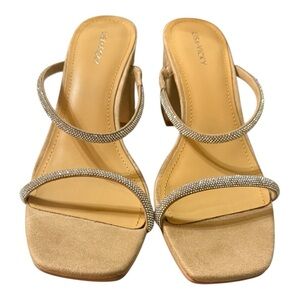 Lisa Vicky Mood-V Heels | Size 10M | Silver Hotfix Strappy Sandals